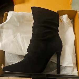 High heel black booties